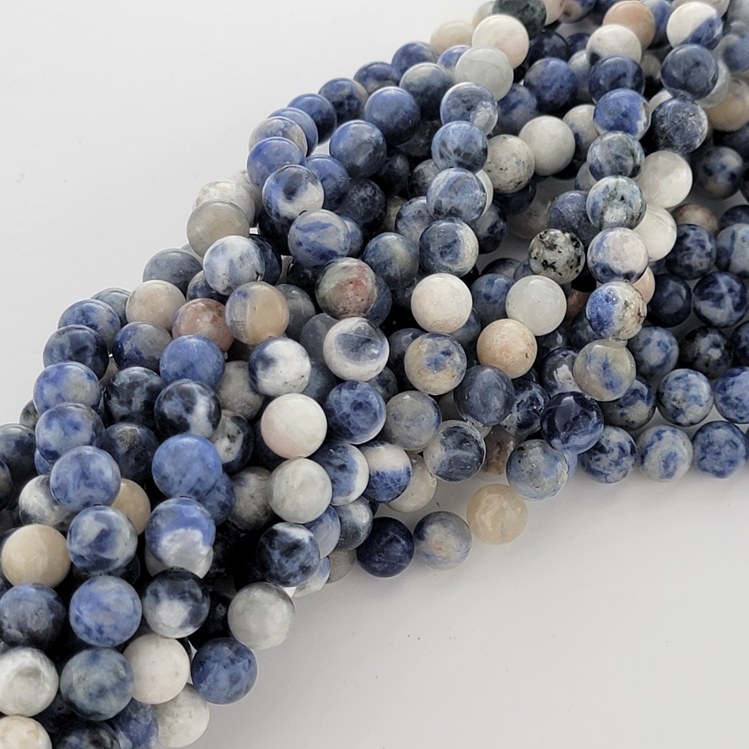 Blue Spot Jasper Natural Smooth Round Beads