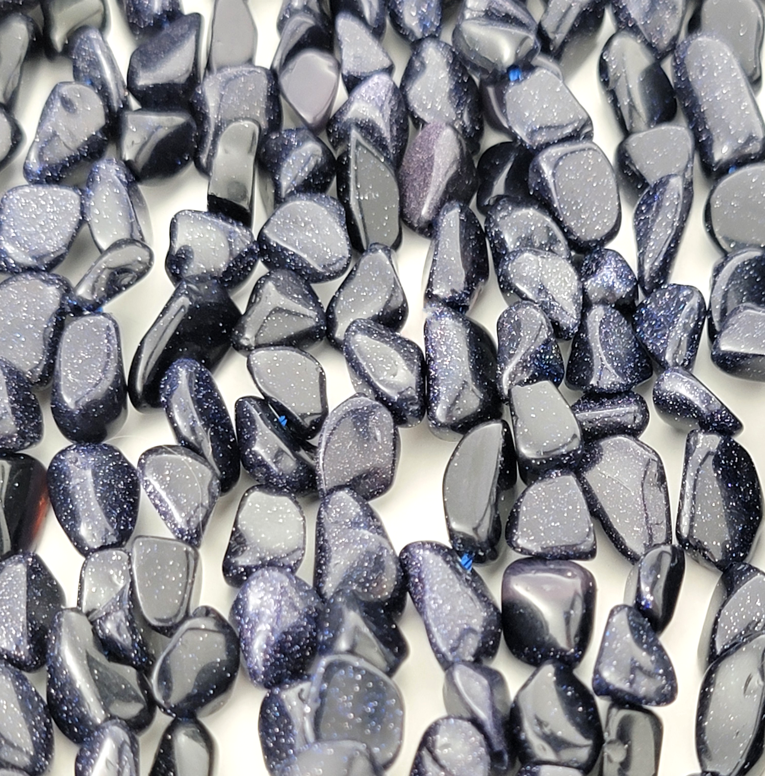 Blue Sandstone Goldstone Nugget Stone Beads