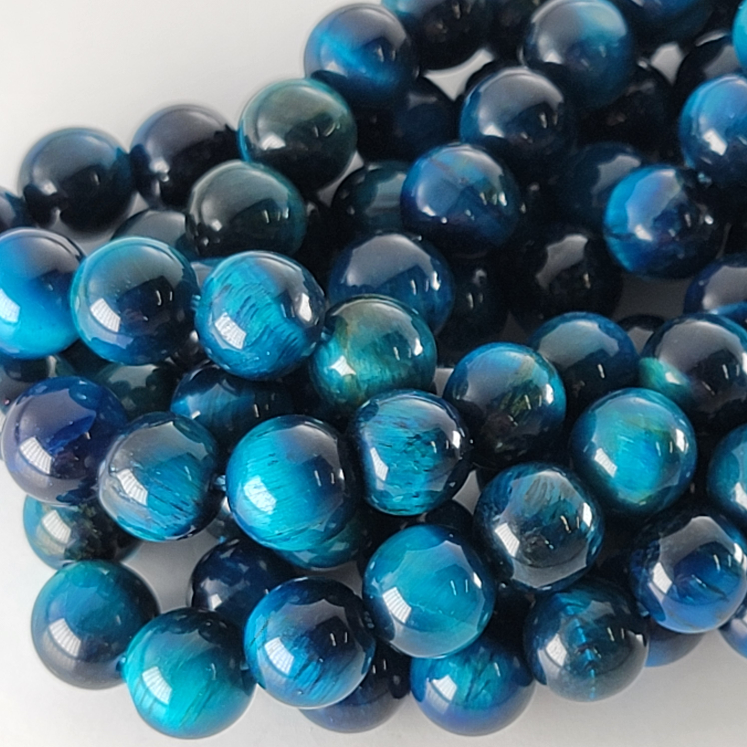 Blue Tiger's Eye Smooth Round Beads