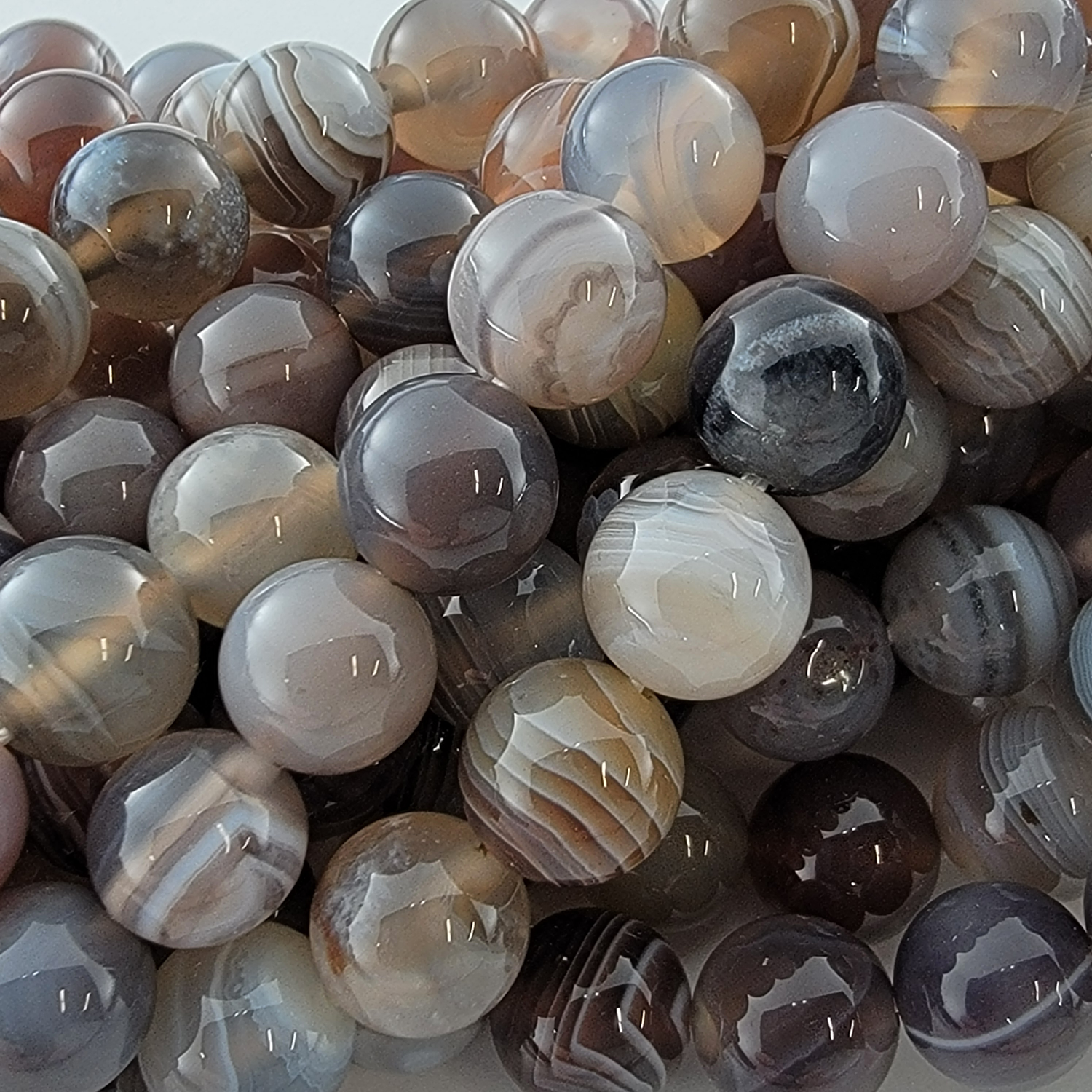 Botswana Agate Natural Smooth Round Beads
