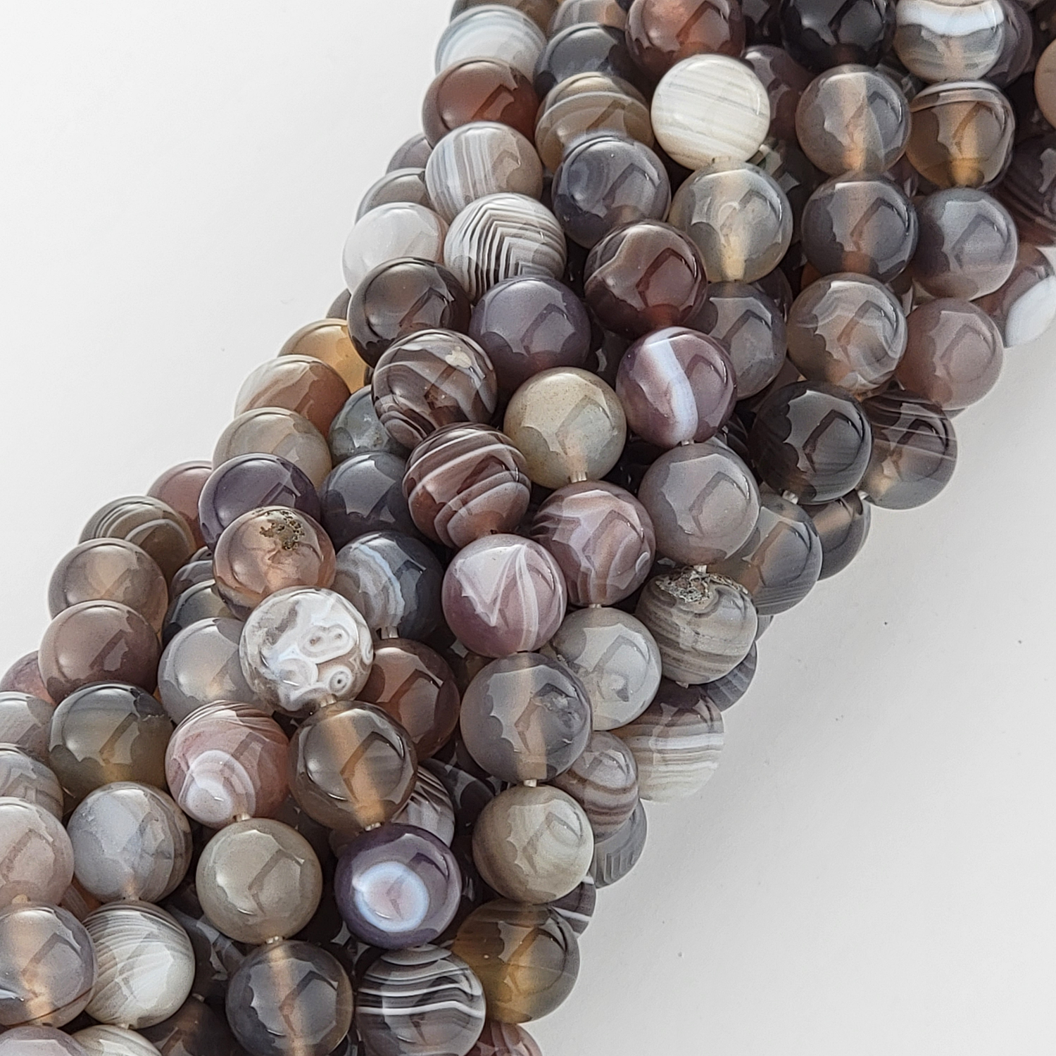 Botswana Agate Natural Smooth Round Beads