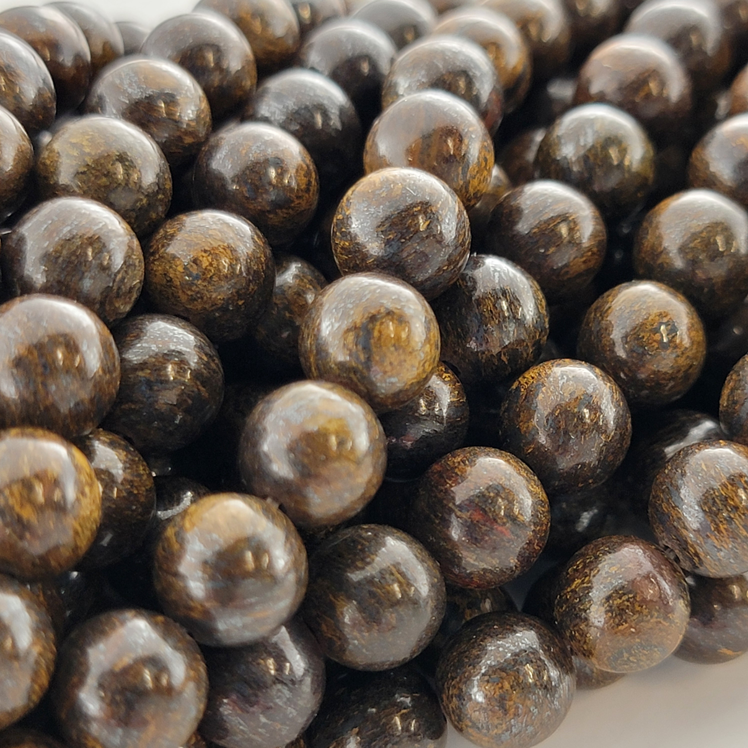 Bronzite Natural Smooth Round Beads