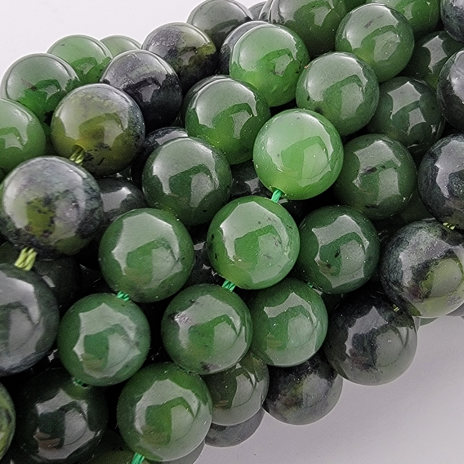 Canadian Nephrite Jade Natural Smooth Round Beads