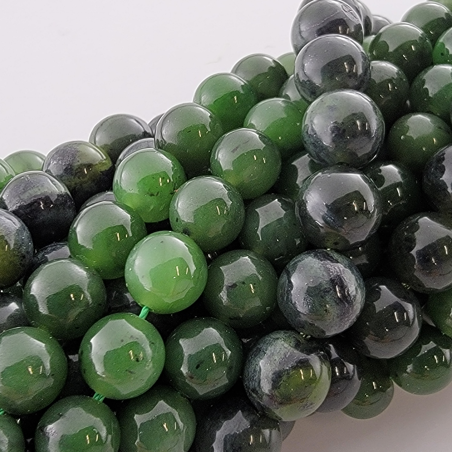 Canadian Nephrite Jade Natural Smooth Round Beads