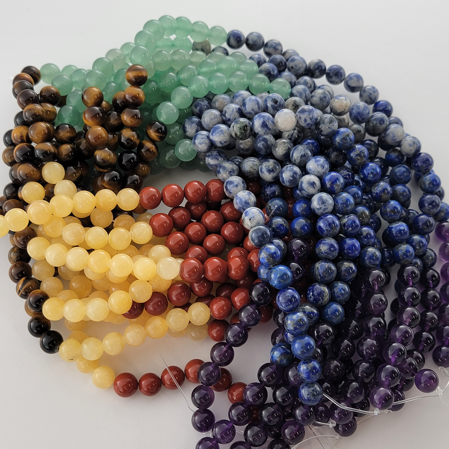 7 Chakras Natural Smooth Round Beads