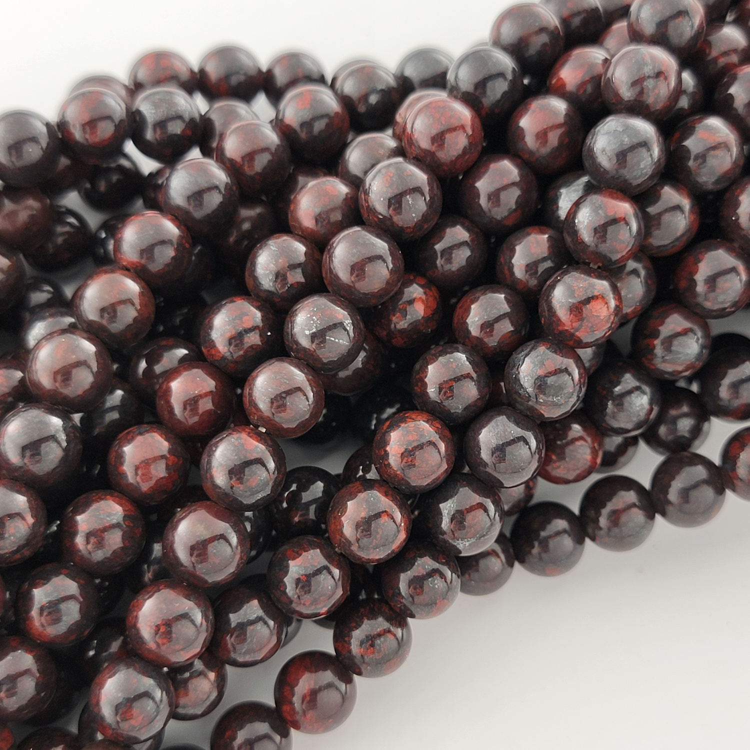 Chinese Bloodstone Natural Smooth Round Beads