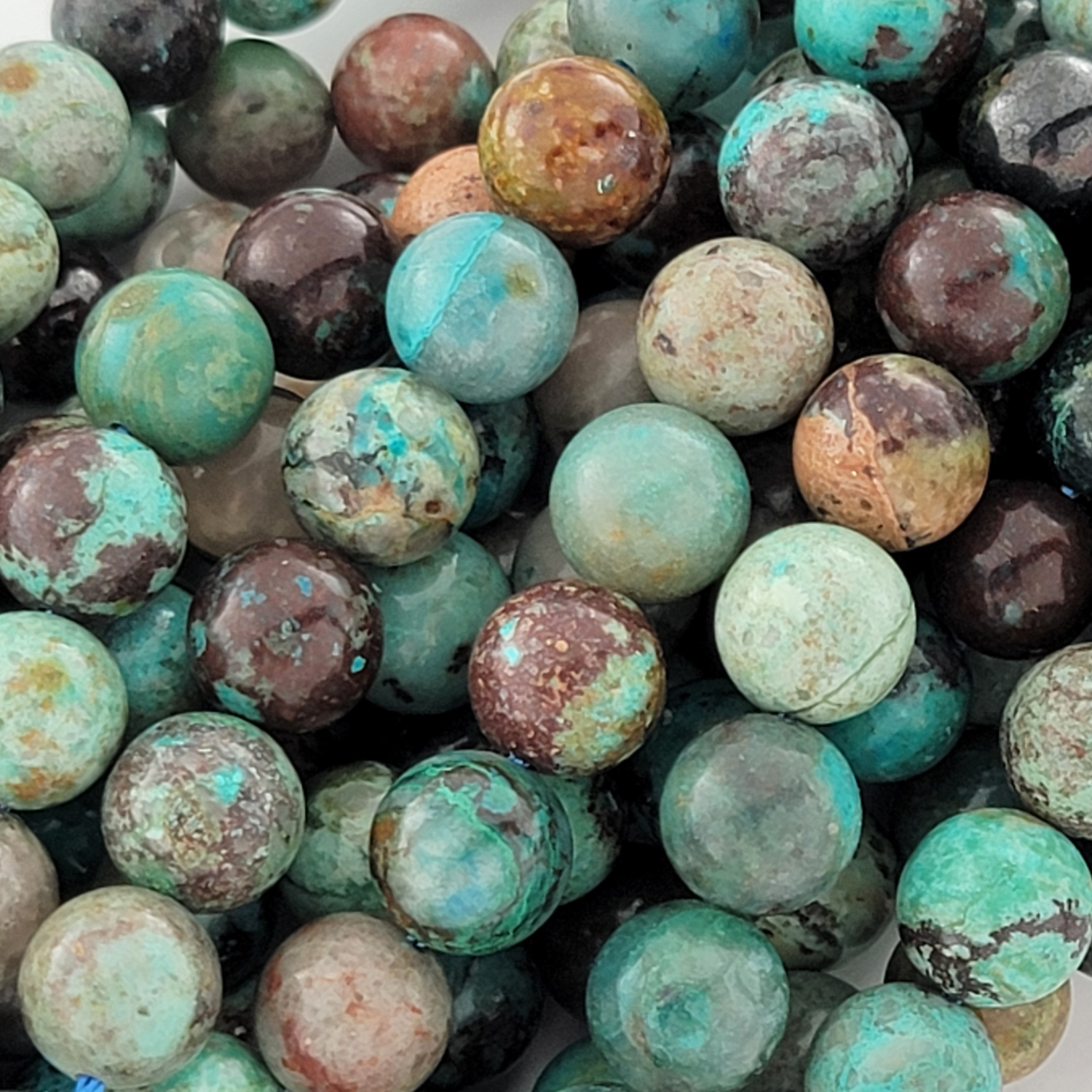Chrysocolla Natural Smooth Round Beads