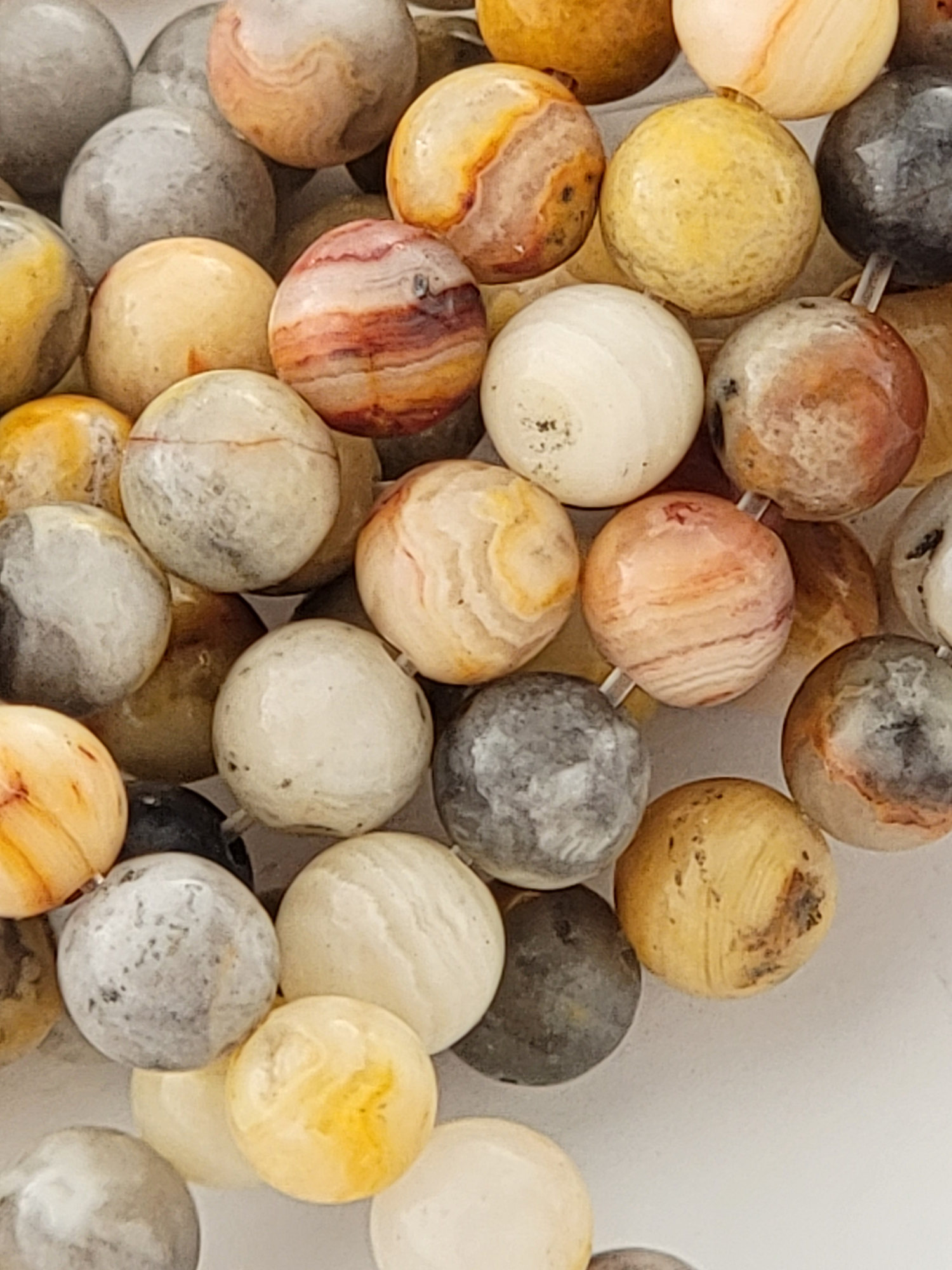 Crazy Lace Agate Natural Smooth Round Beads