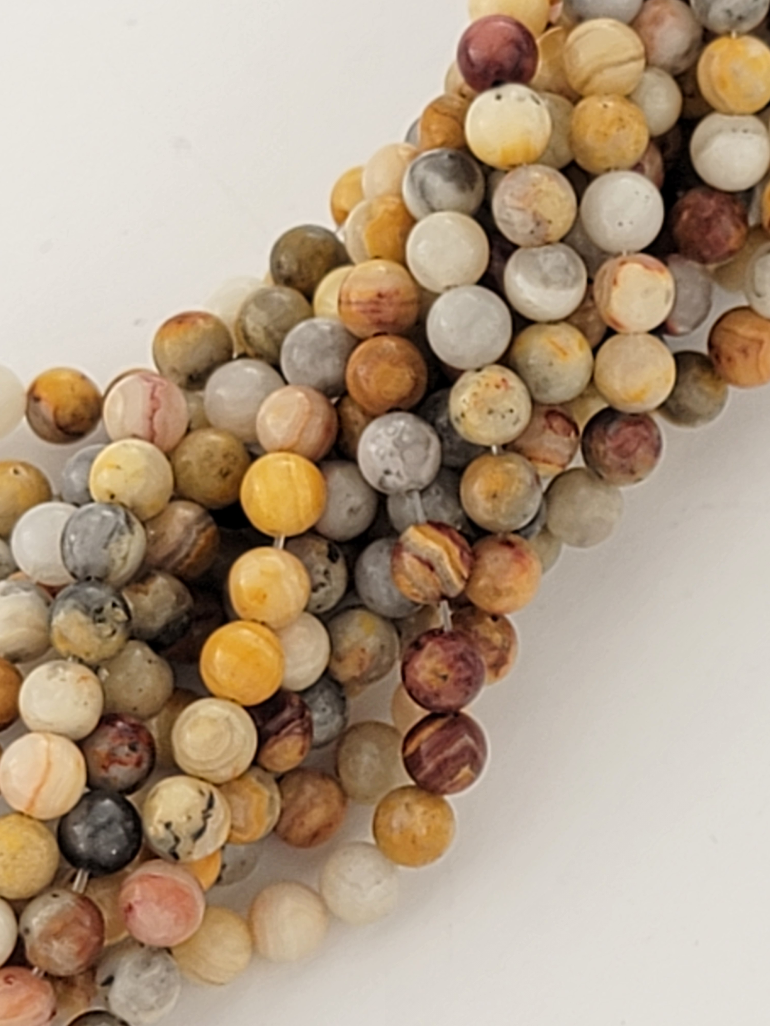 Crazy Lace Agate Natural Smooth Round Beads