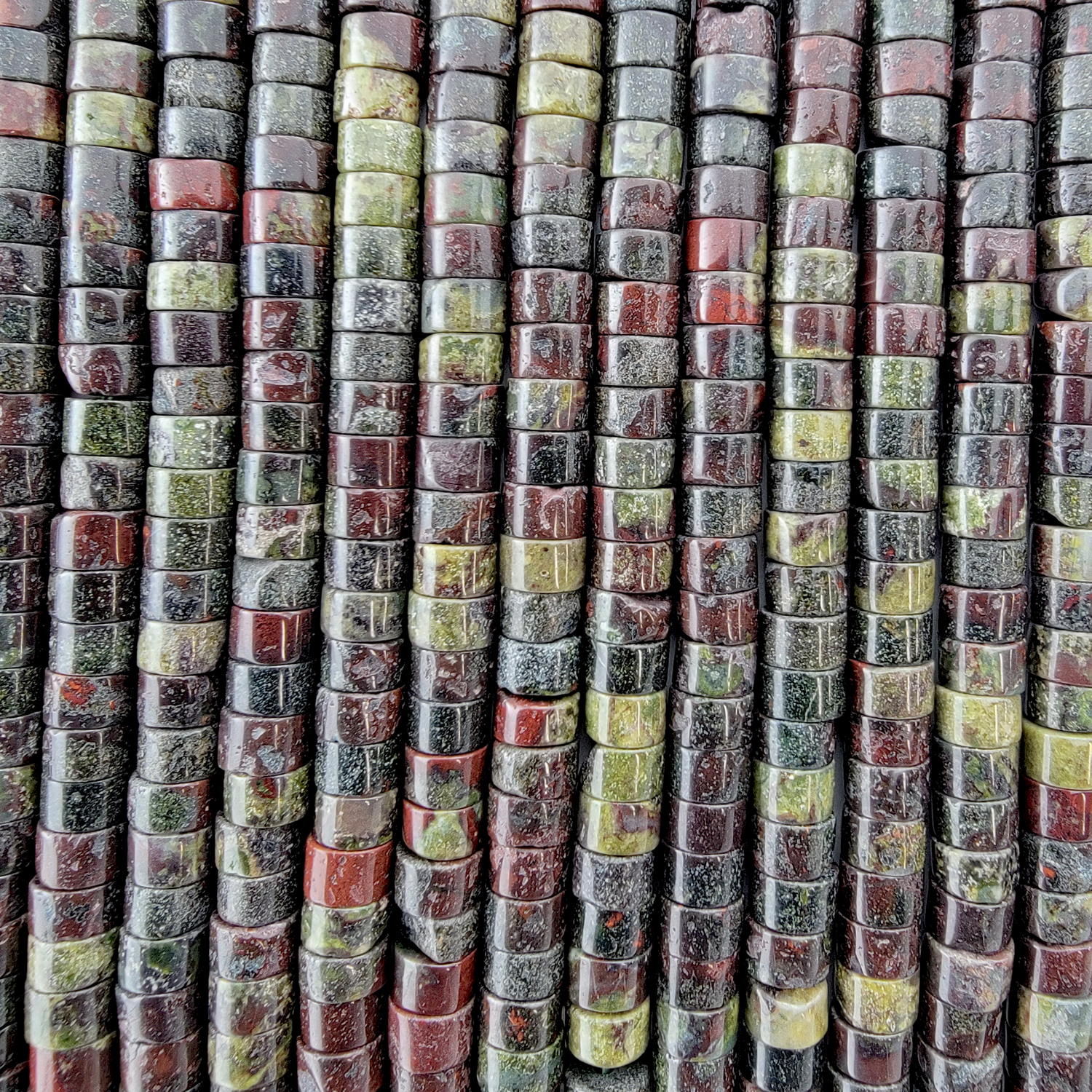 Dragon Blood Jasper Heishi Stone Beads