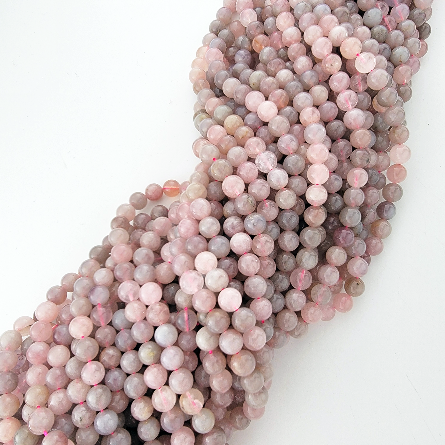 Mauve Rose Quartz Natural Smooth Round Beads