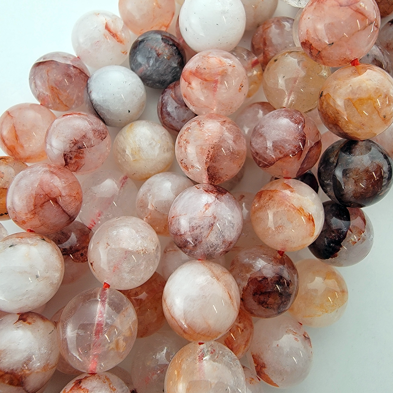 Fire Quartz B Quality Natural Smooth Round Beads