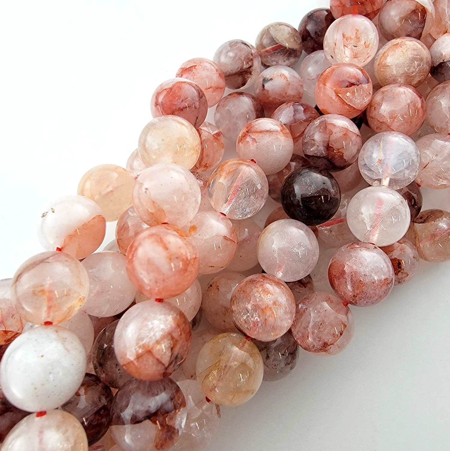 Fire Quartz B Quality Natural Smooth Round Beads