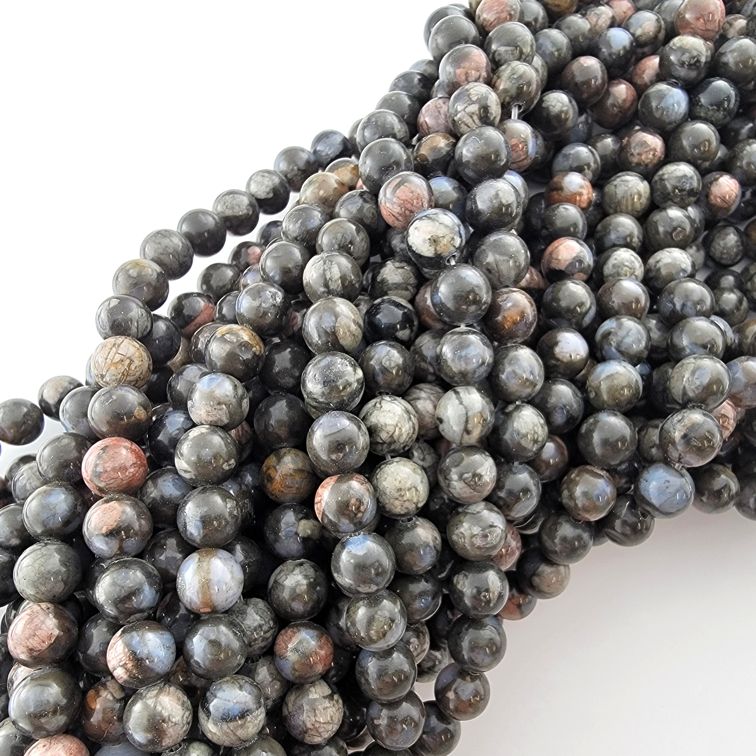 Glaucophane Que Sera Stone Natural Smooth Round Beads