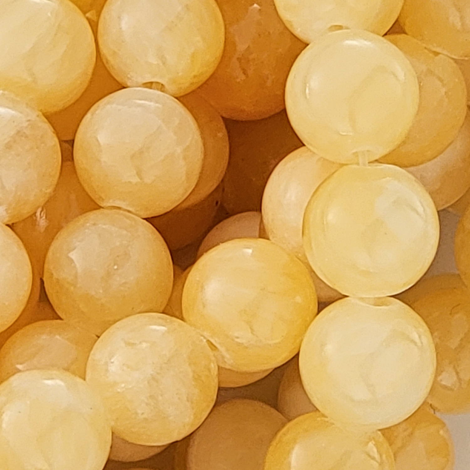 Gold Honey Calcite Natural Smooth Round Beads