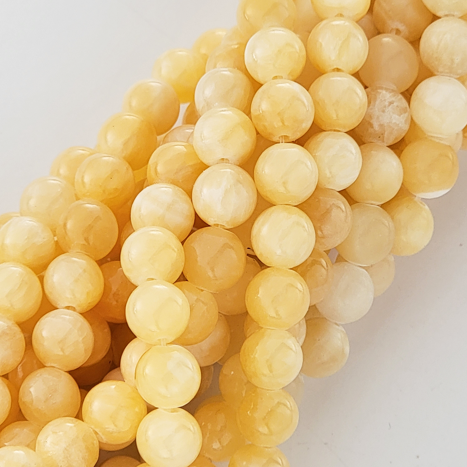 Gold Honey Calcite Natural Smooth Round Beads