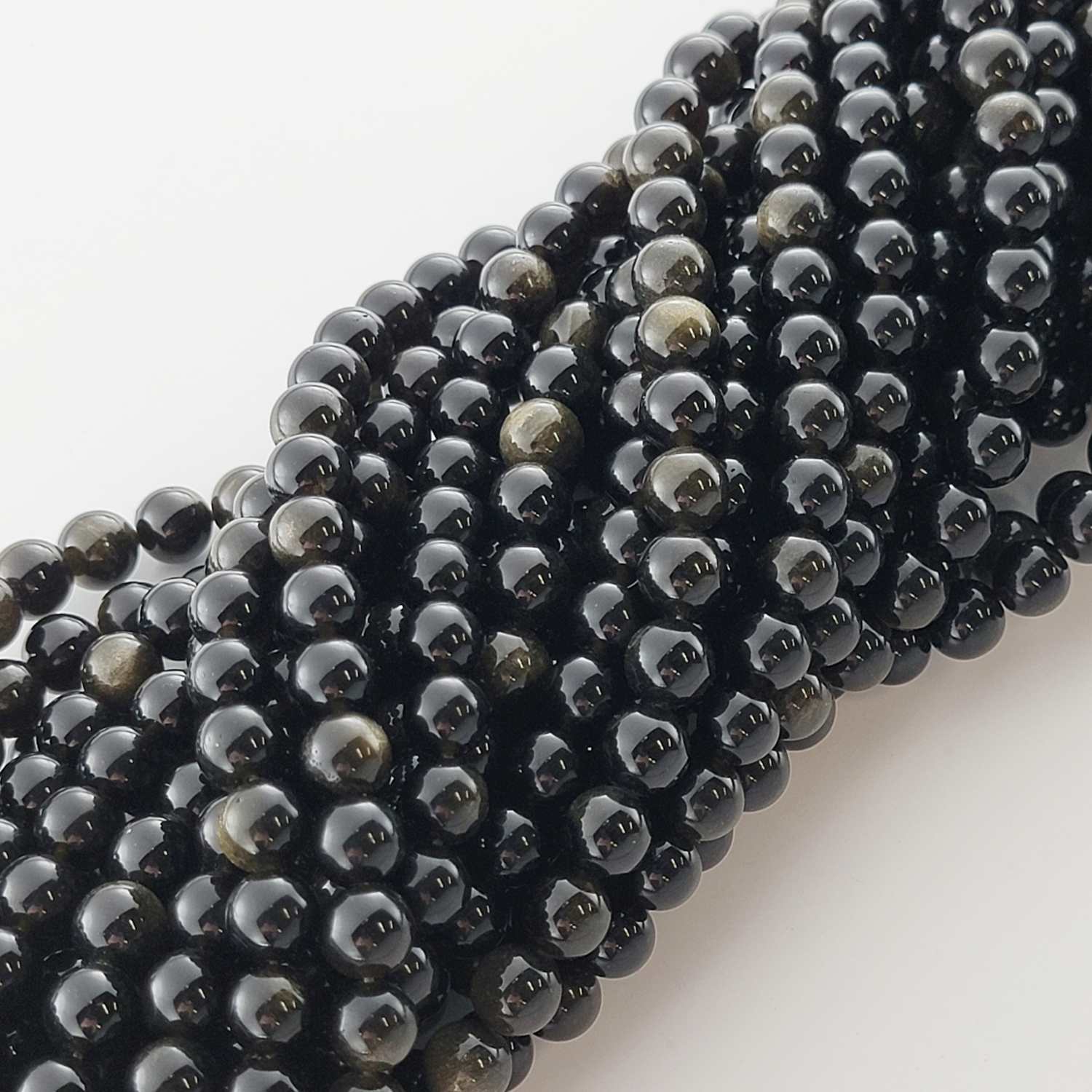 Golden Obsidian Natural Smooth Round Beads (Gold Sheen Obsidian)