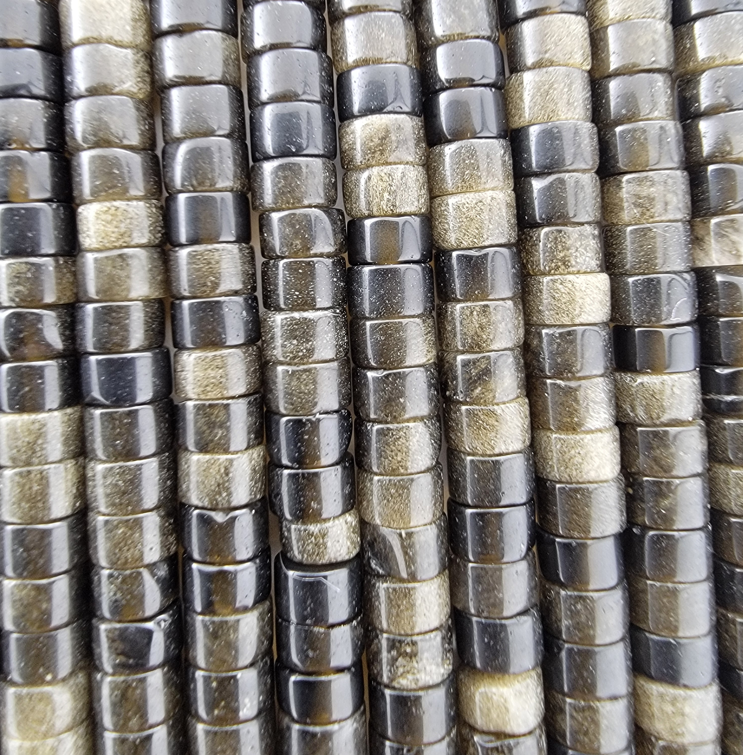 Golden Sheen Obsidian Heishi Stone Beads