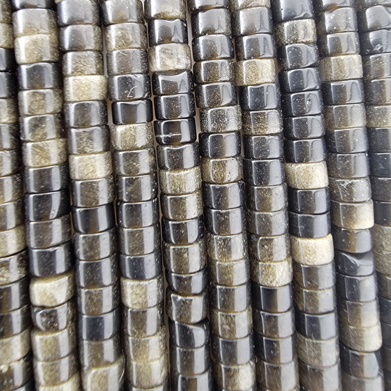 Golden Sheen Obsidian Heishi Stone Beads