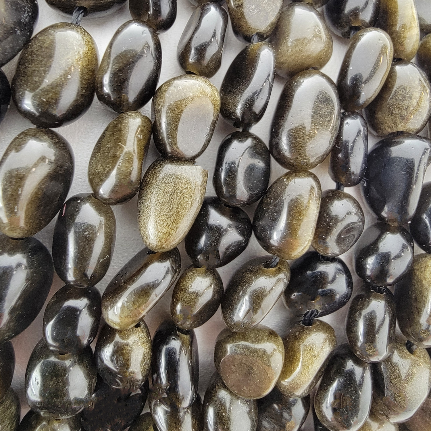 Golden Sheen Obsidian Nugget Stone Beads