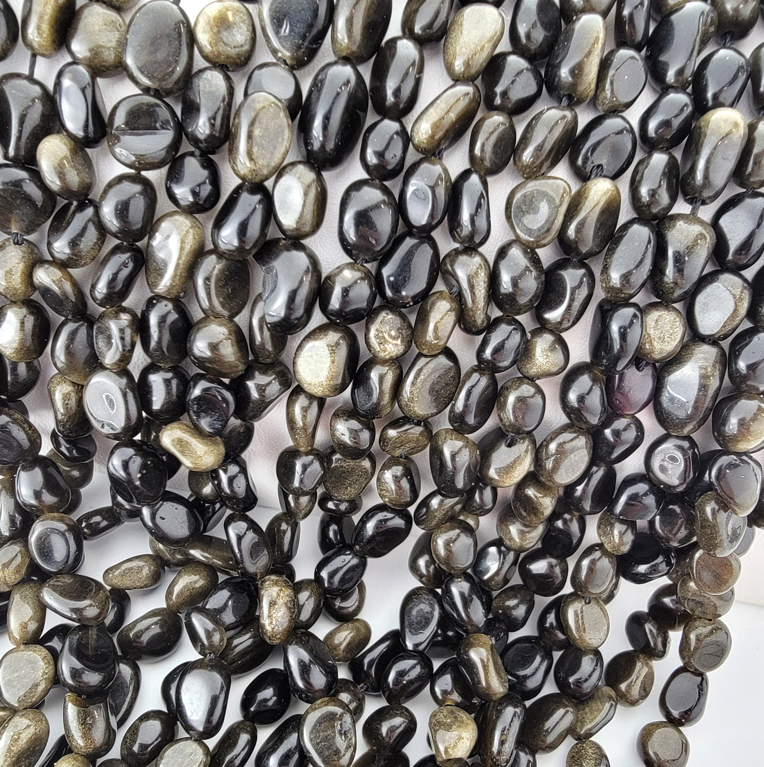 Golden Sheen Obsidian Nugget Stone Beads