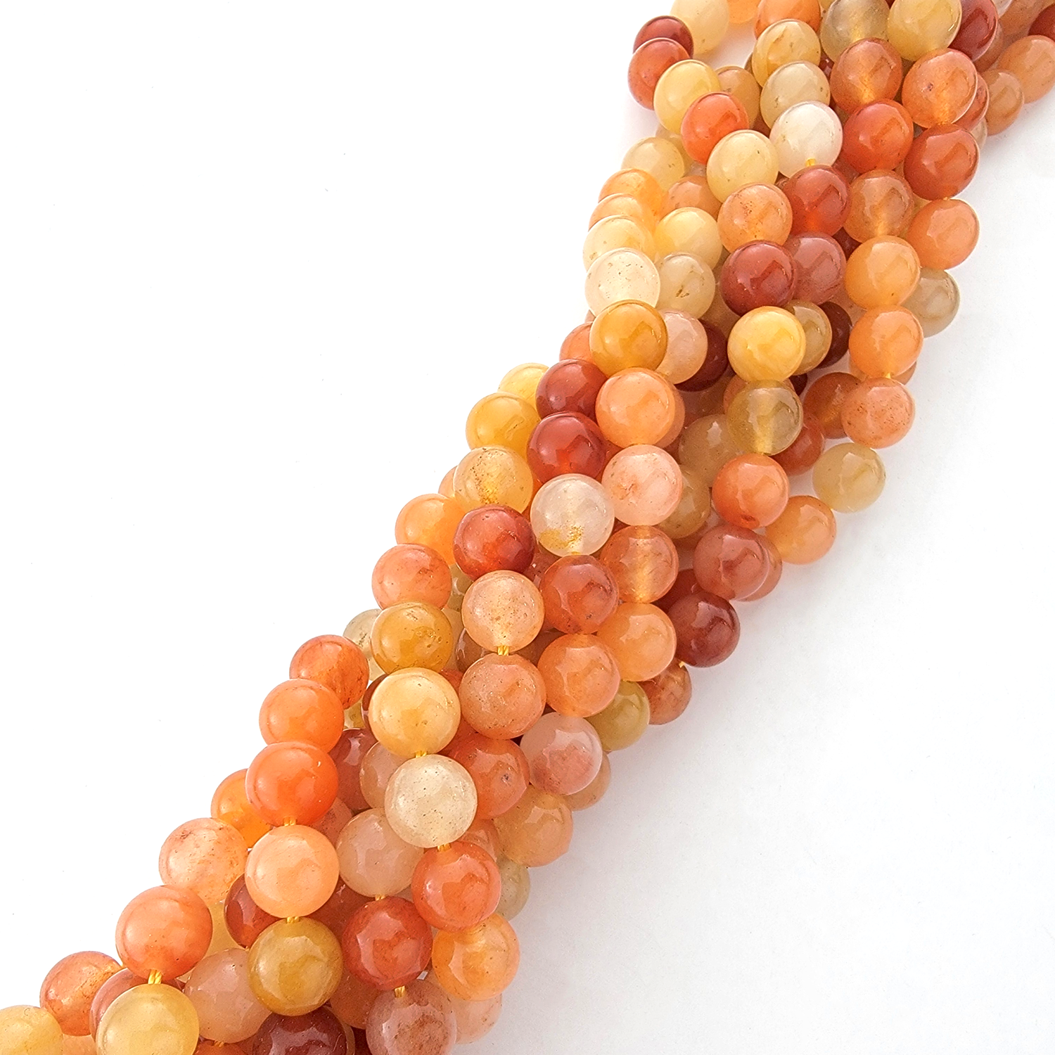Golden Silk Jade Natural Smooth Round Beads