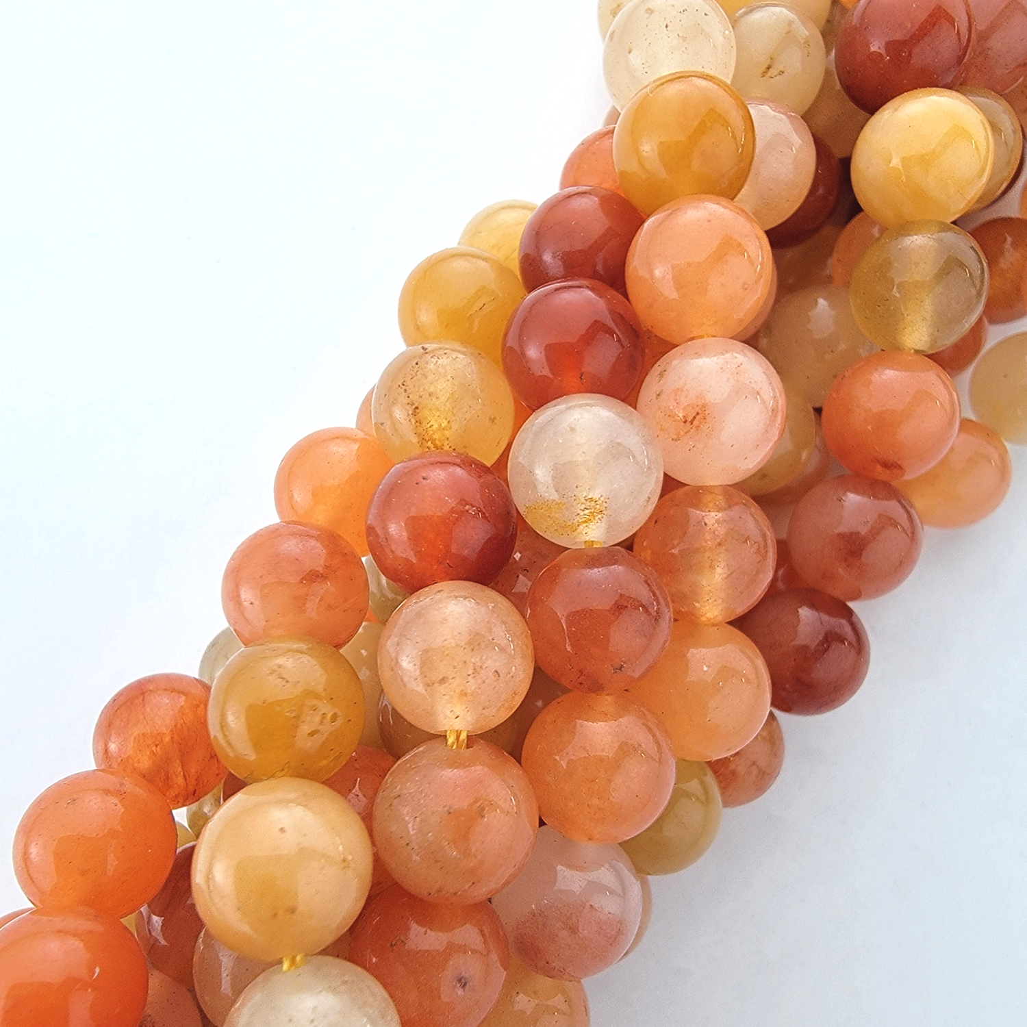 Golden Silk Jade Natural Smooth Round Beads