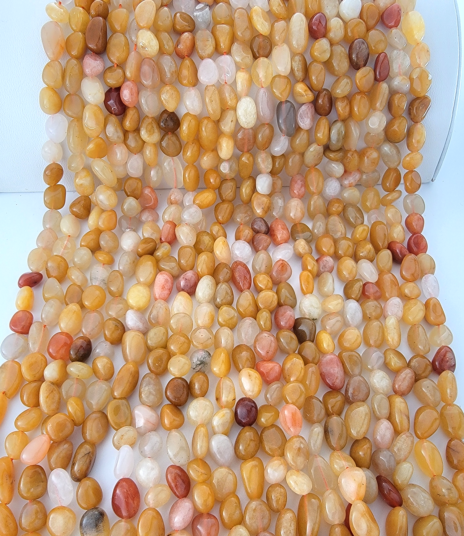 Golden Silk Jade Nugget Stone Beads