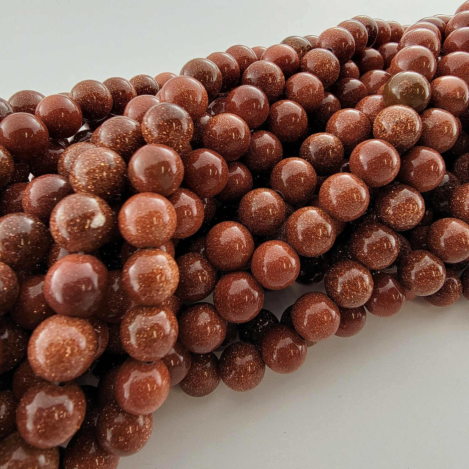 Gold Sandstone Goldstone Smooth Round Beads