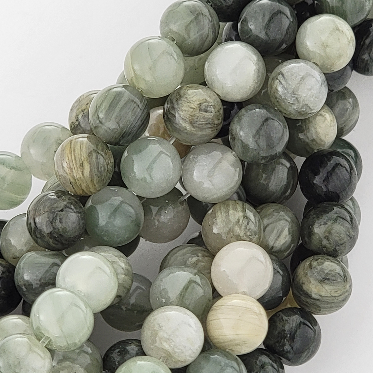 Grass Jasper Natural Smooth Round Beads