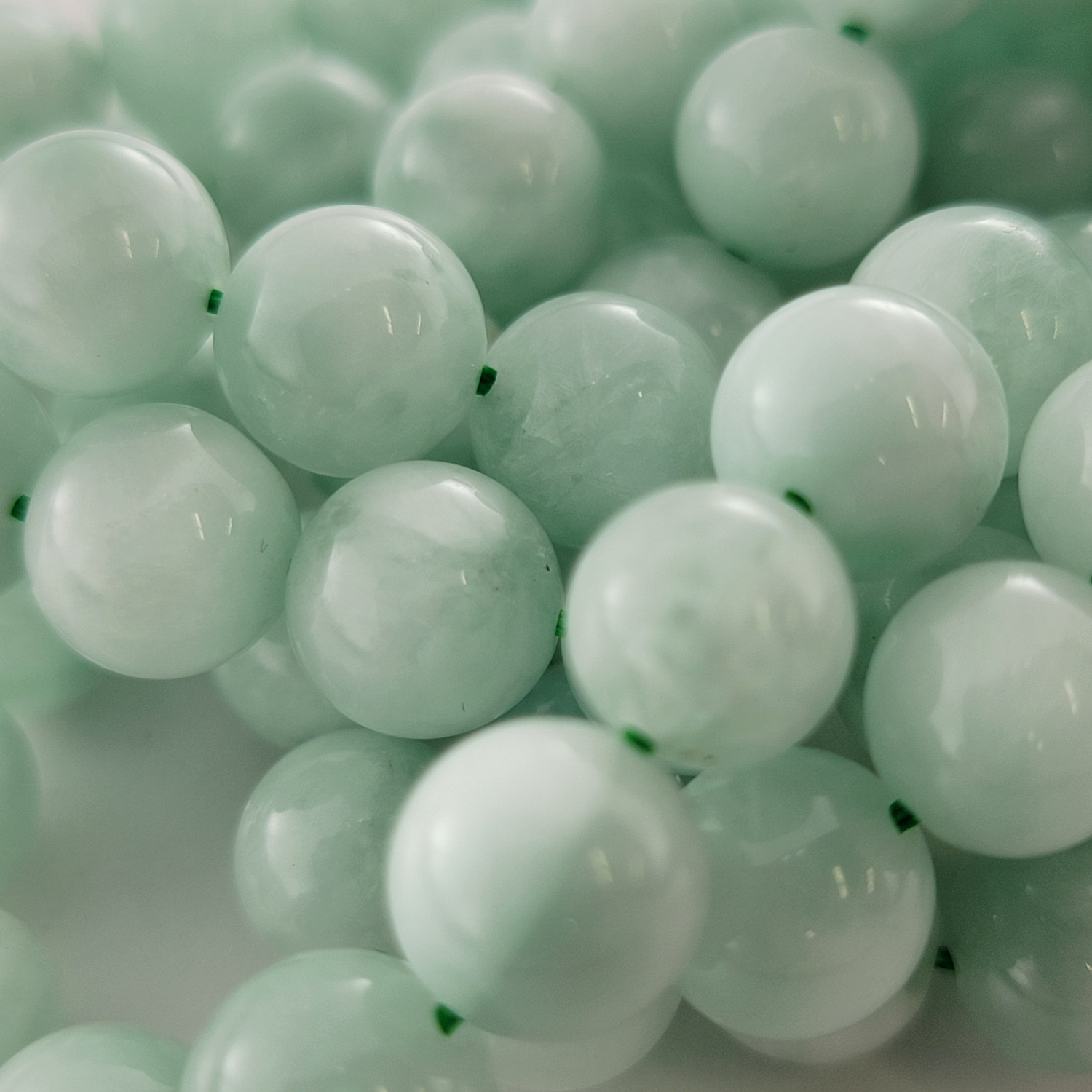 Green Angelite Natural Smooth Round Beads