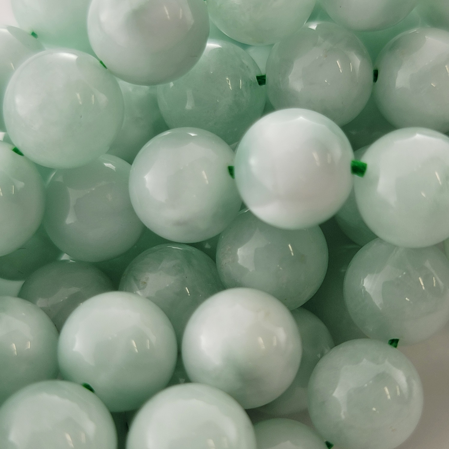 Green Angelite Natural Smooth Round Beads