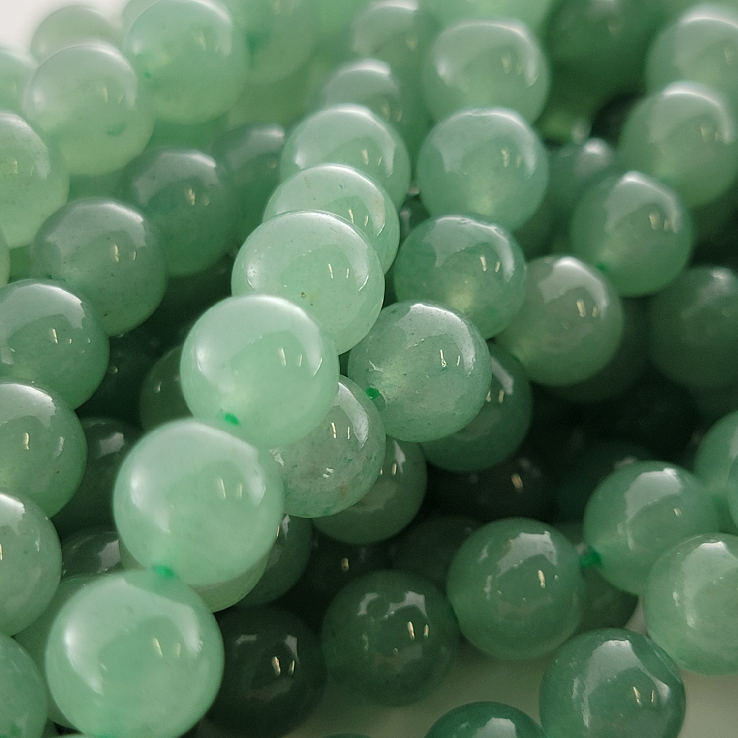 Green Aventurine Natural Smooth Round Beads