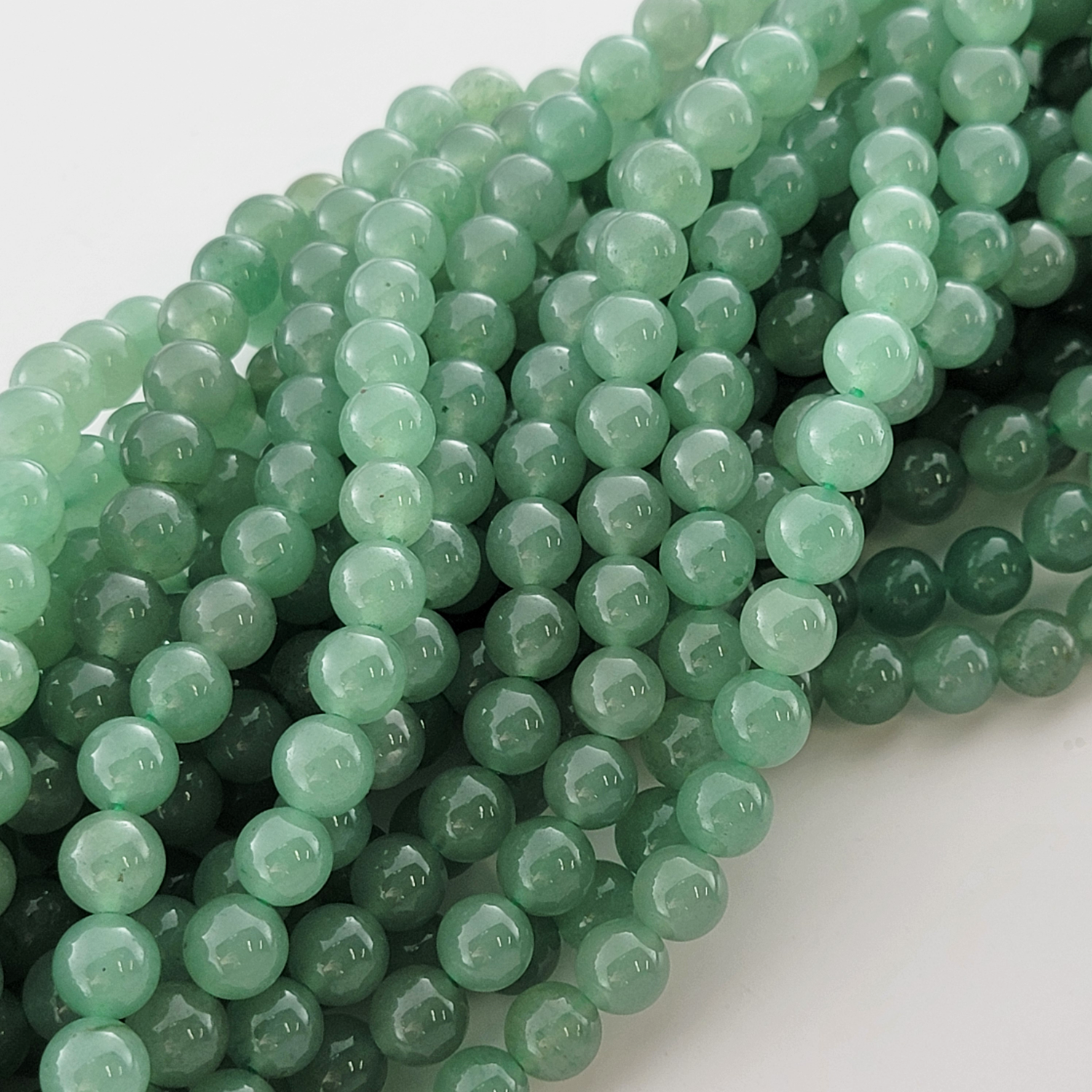 Green Aventurine Natural Smooth Round Beads