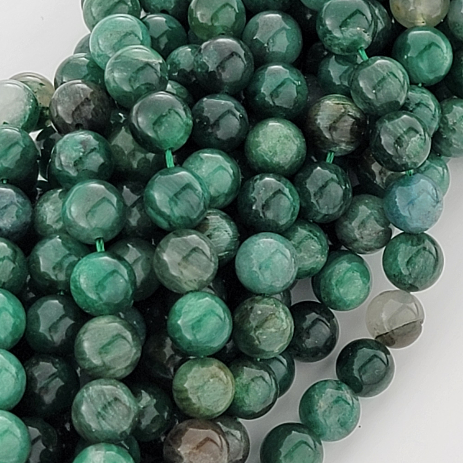 Green Fuchsite Mica Natural Smooth Round Beads