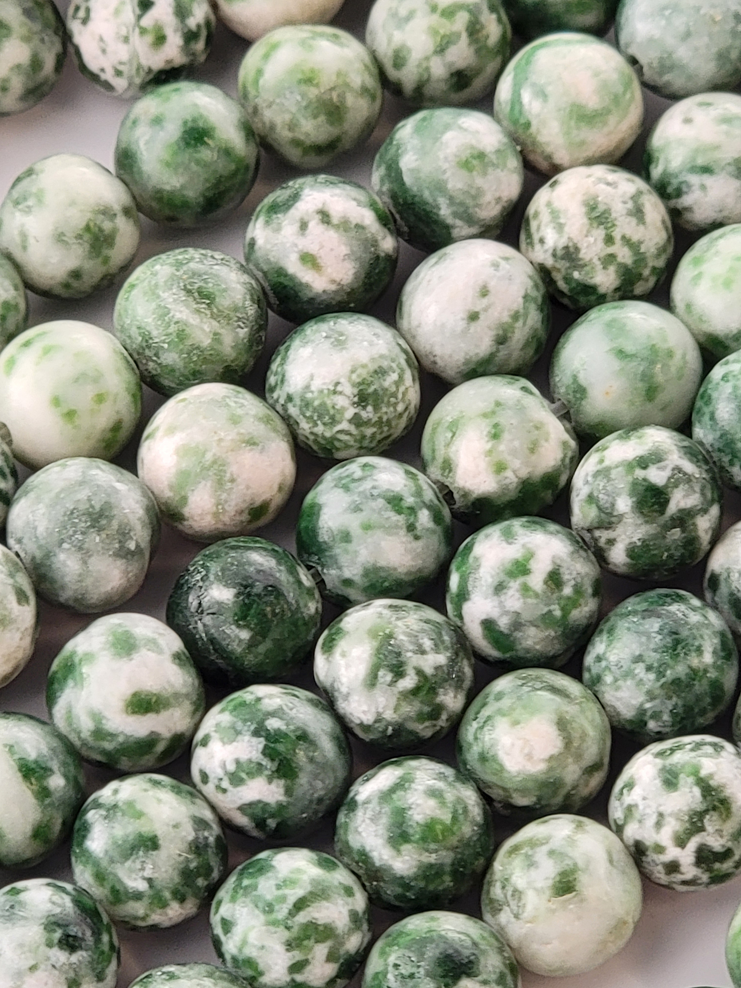 Green Spot Jasper Natural Smooth Round Beads