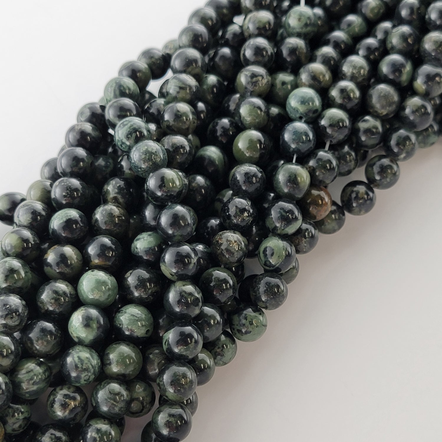Kambaba Jasper Natural Smooth Round Beads