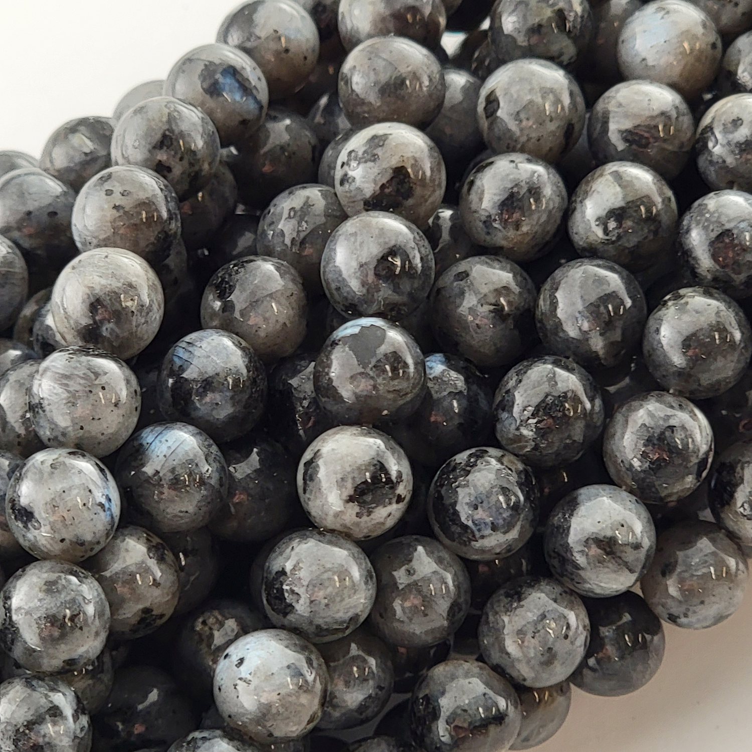 Larvikite Stone Natural Smooth Round Beads