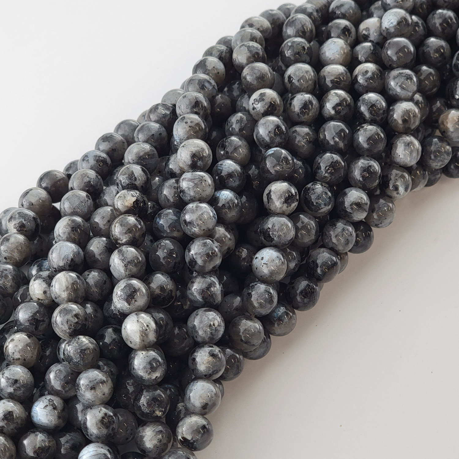 Larvikite Stone Natural Smooth Round Beads
