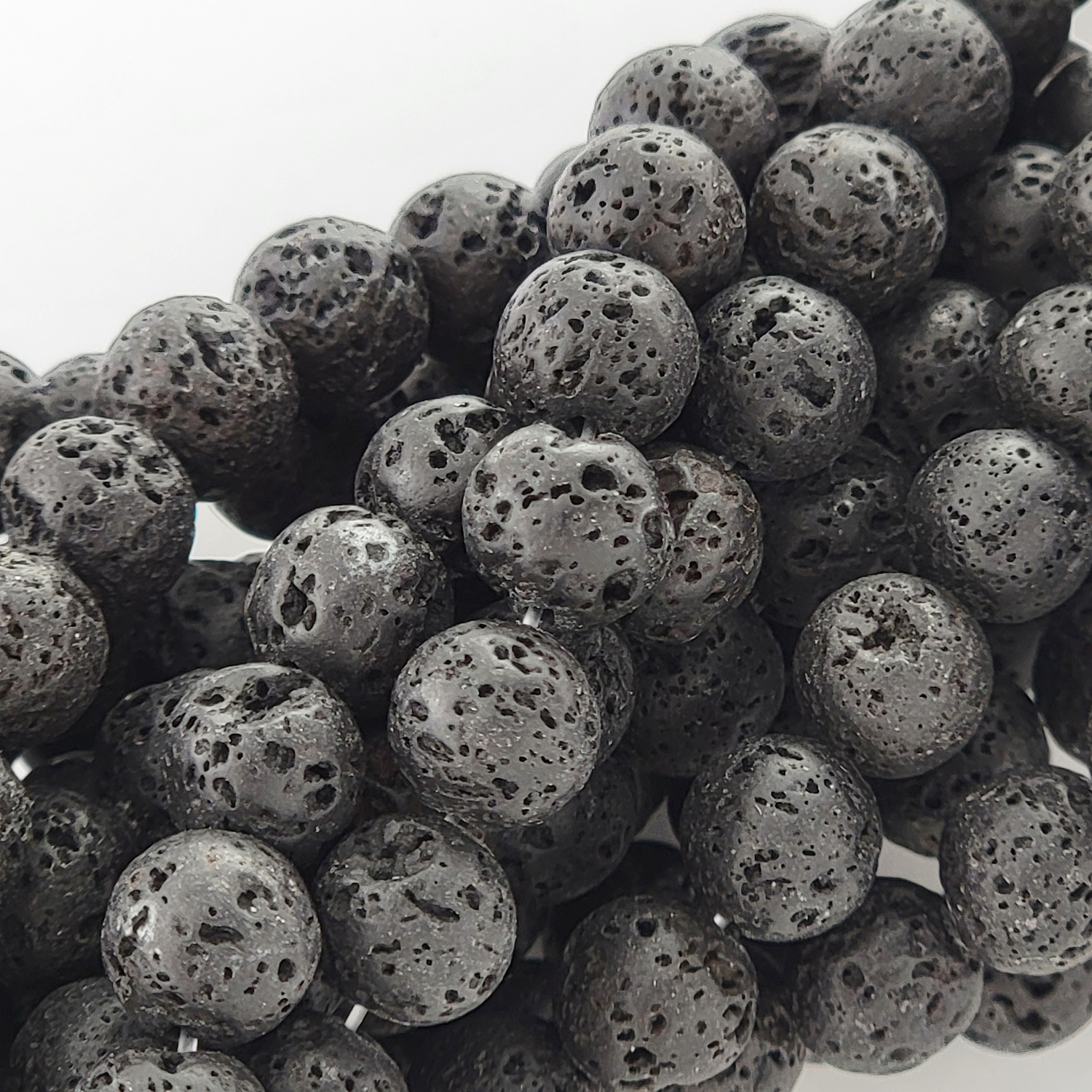 Lava Rock Basalt Natural Smooth Round Beads