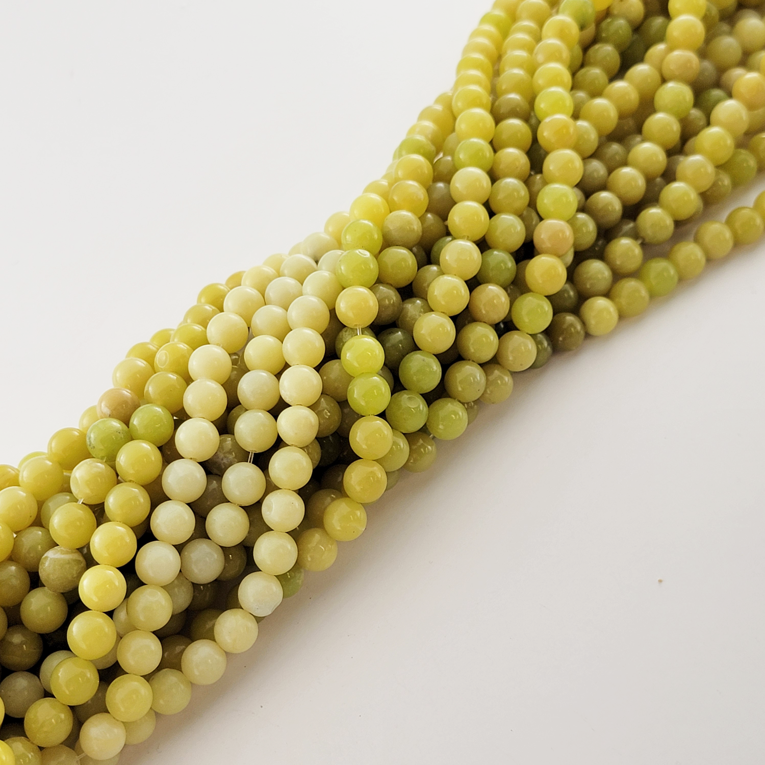 Lemon Jade Natural Smooth Round Beads