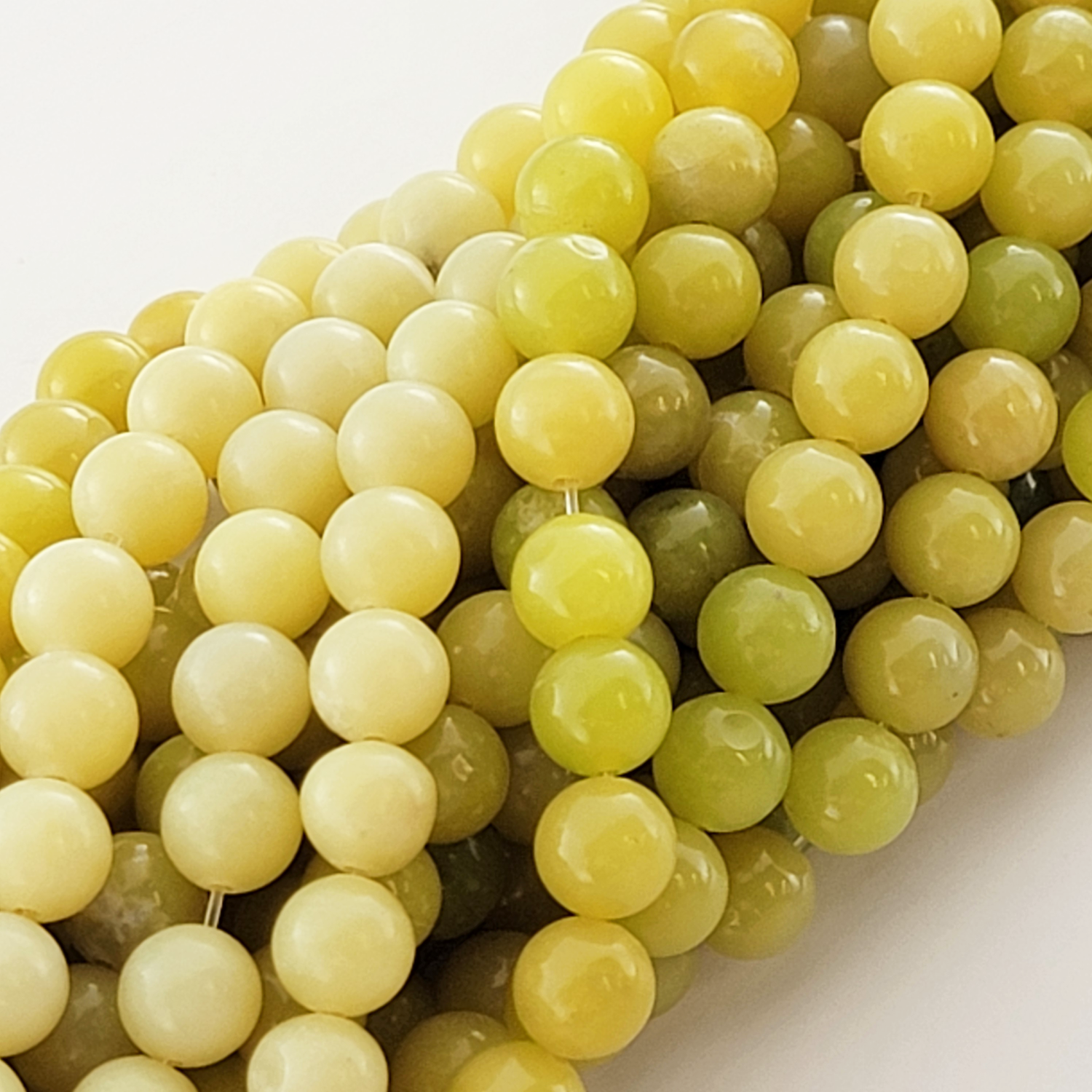 Lemon Jade Natural Smooth Round Beads