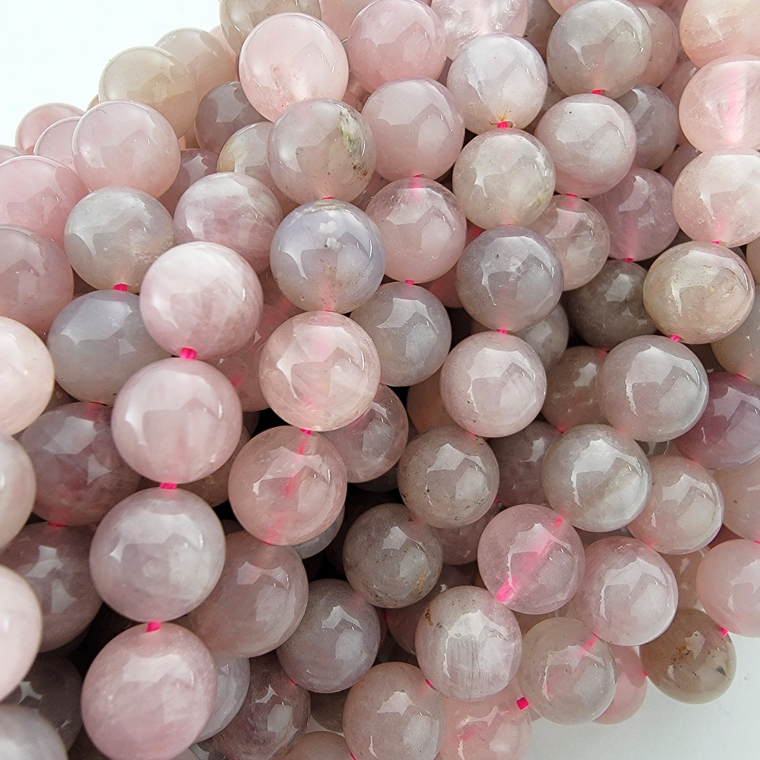 Mauve Rose Quartz Natural Smooth Round Beads