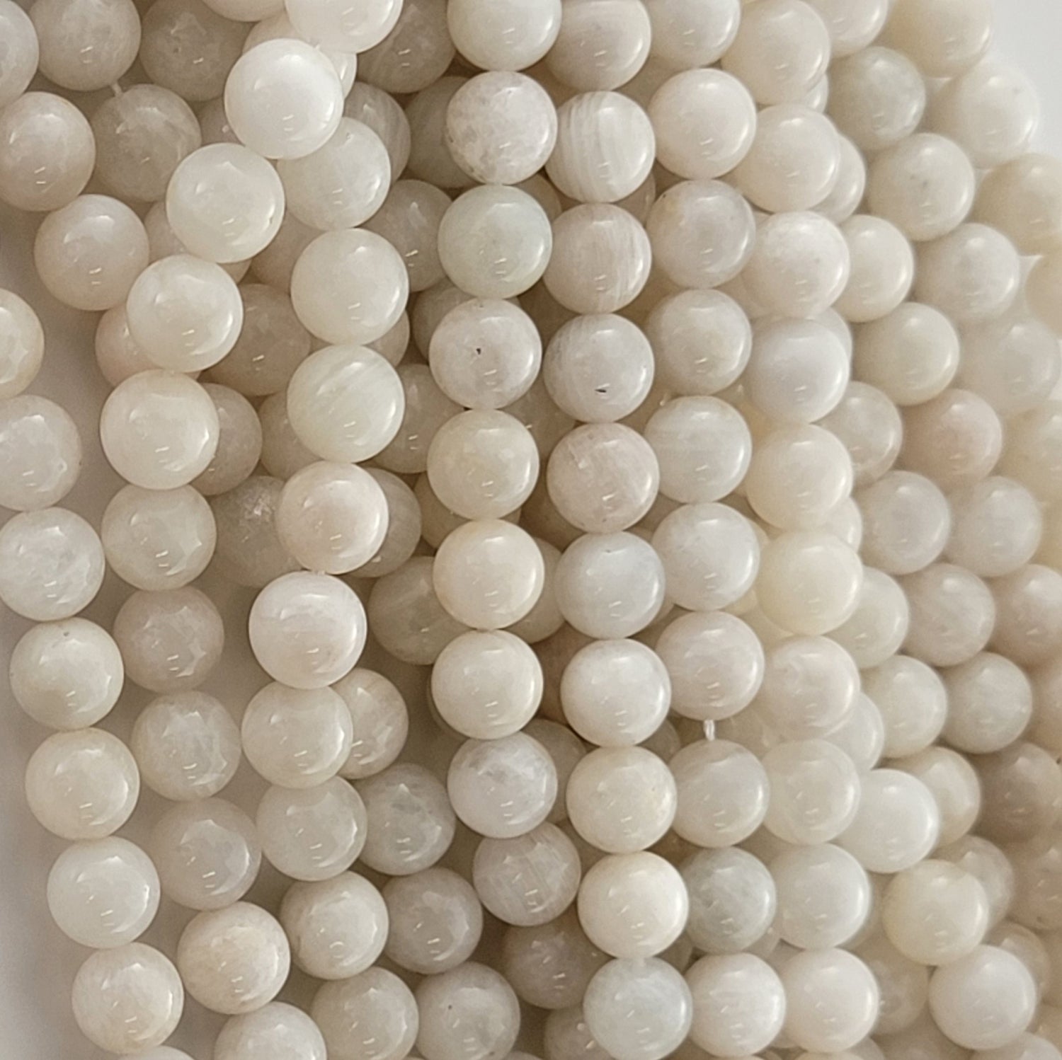 Moonstone (Opaque) Natural Smooth Round Beads