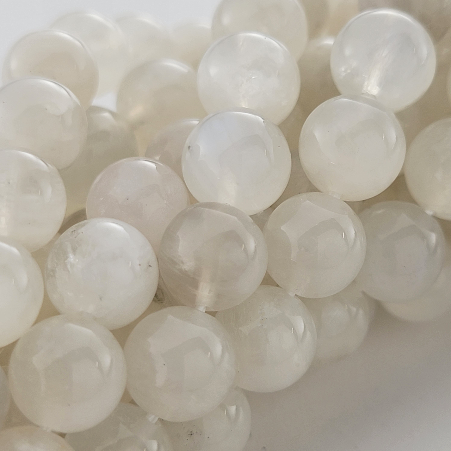 Moonstone (Transparent) Natural Smooth Round Beads