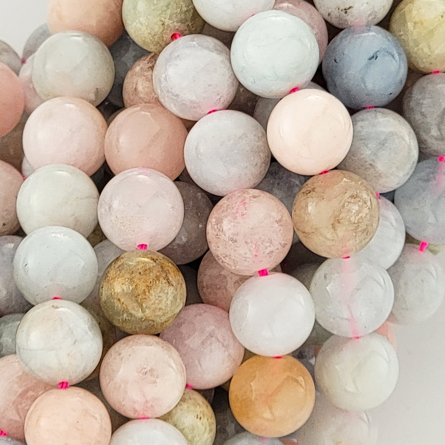 Morganite Beryl Natural Smooth Round Beads