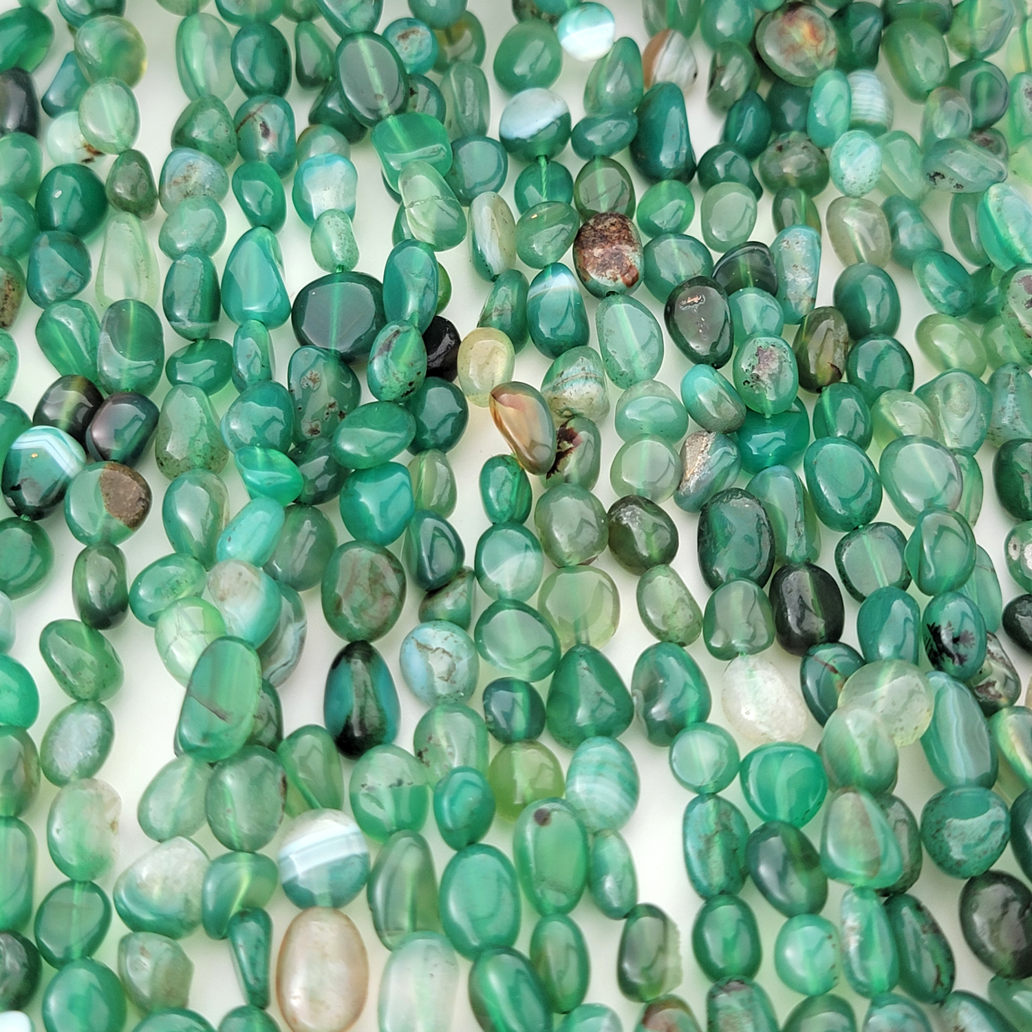 Green Agate Nugget Stone Beads
