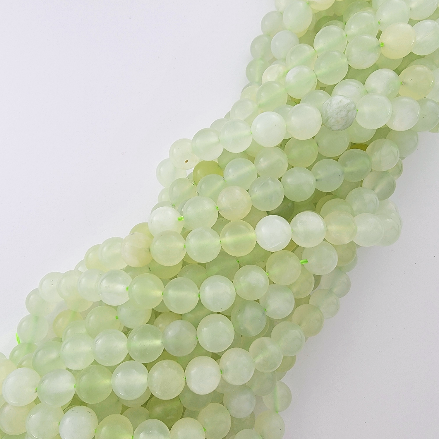 New Mountain Jade Natural Smooth Round Beads (Bowenite)