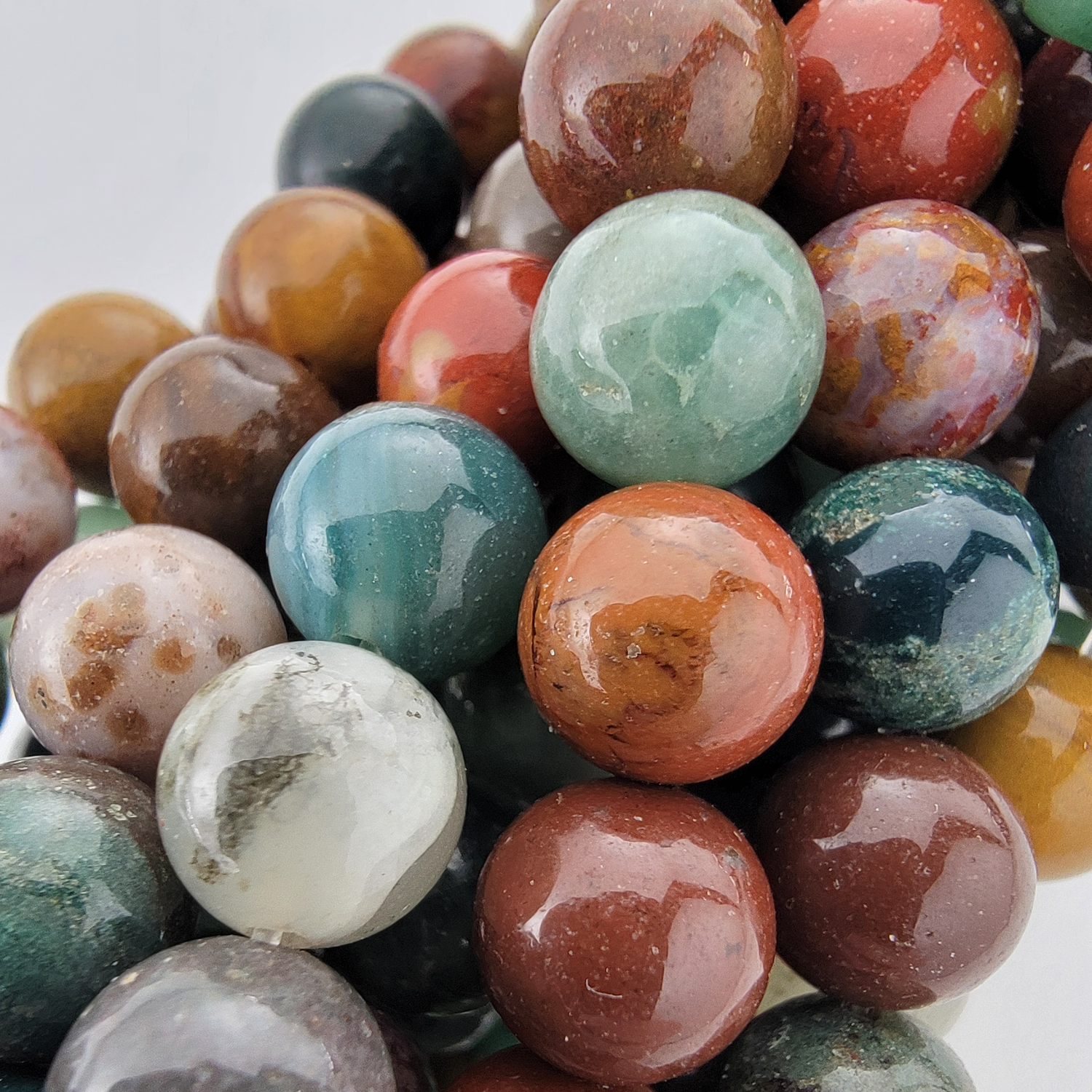 Ocean Jasper Natural Smooth Round Beads