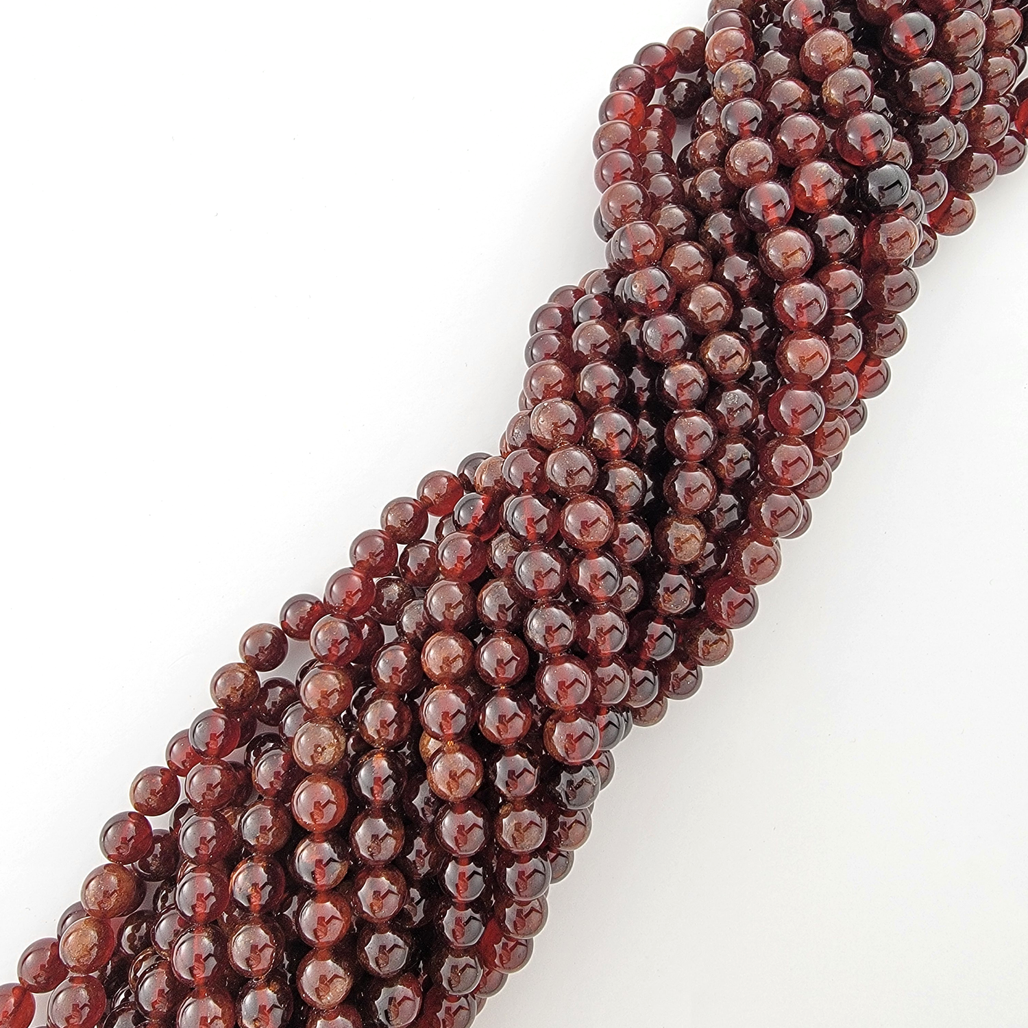 Orange Garnet Natural Smooth Round Beads